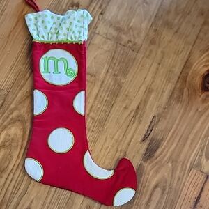 Red and Green Polka Dot Kids Christmas Stocking